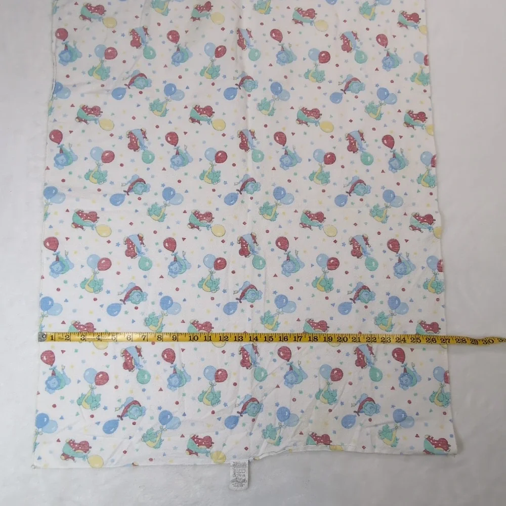 Vintage Circus Receiving Blanket White Balloon Animals Lion Elephant‎ Cotton USA